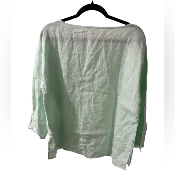 Eileen Fisher Organic Linen Mint Green Top - Picture 3 of 4